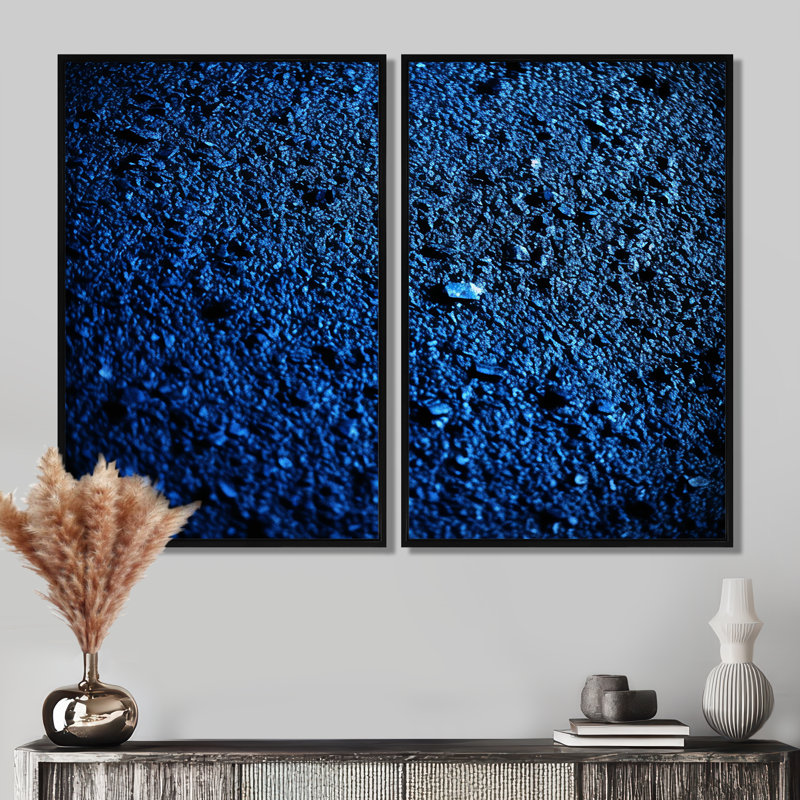 Abstrait bleu profond euphorie - décoration murale bleue, Noir, H 36 po x l 48 po, Impression encadrée flottante