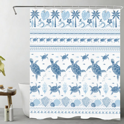 Rideau de douche tribal tortue bleue 72 x 72 pouces