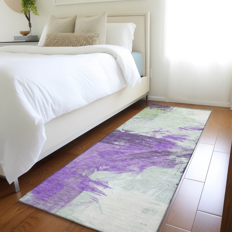 Machine Washable Indoor/Outdoor Cinead ACN1711 Purple Rug, Runner 2'3" x 7'6"