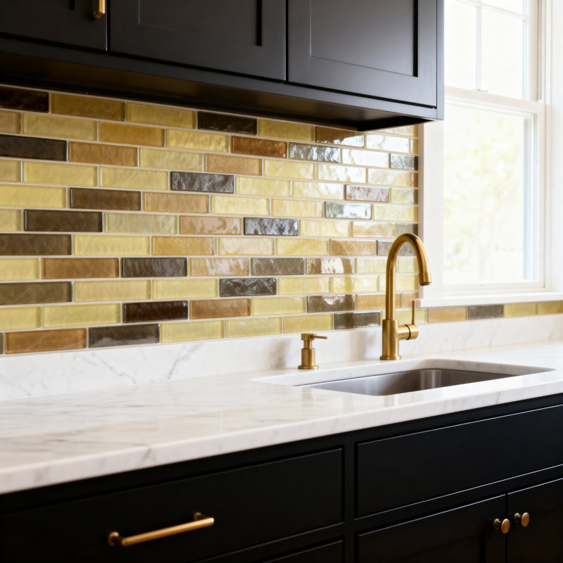 Geo 1 in. x 4 in. Textured Glass Straight Edge Brick Mosaic Wall & Pool Tile, Pupukea