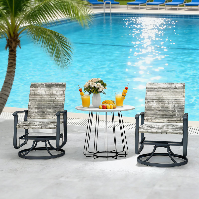 Outdoor Glider Chair,Wicker Rattan Swivel Chair Set, Yellow