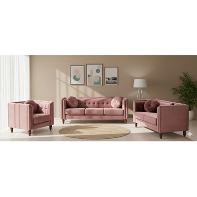 Classic Chesterfield Accent Chair, Tufted Square Arm Side Chair with Tapered Wood Legs, Crushed Velvet Upholstered Single Lounge Chair
