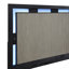 Grand lit contemporain en bois massif, cadre gris anthracite, panneaux gris et tête de lit équipée à DEL pour chambre à coucher, panneaux, rétroéclairage intégré