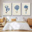 Corail antique en bleu marine, ensemble de 3 pièces encadrées sur toile-97760008-97760007