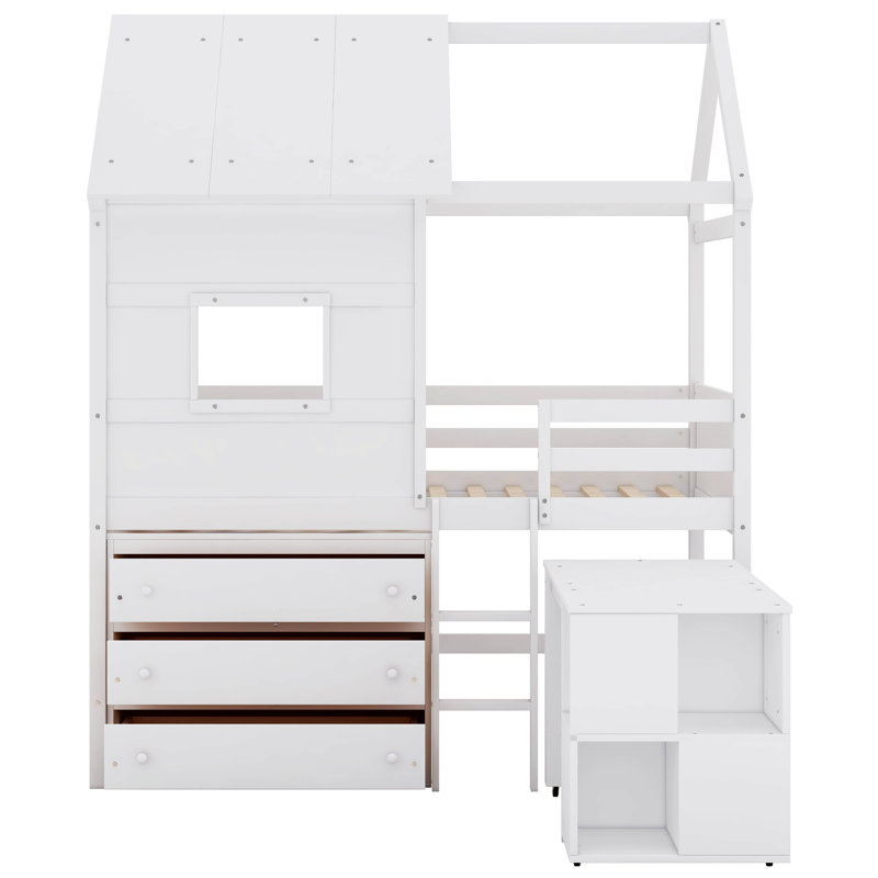 Lit mezzanine simple avec tiroirs Magrans Kids, Blanc