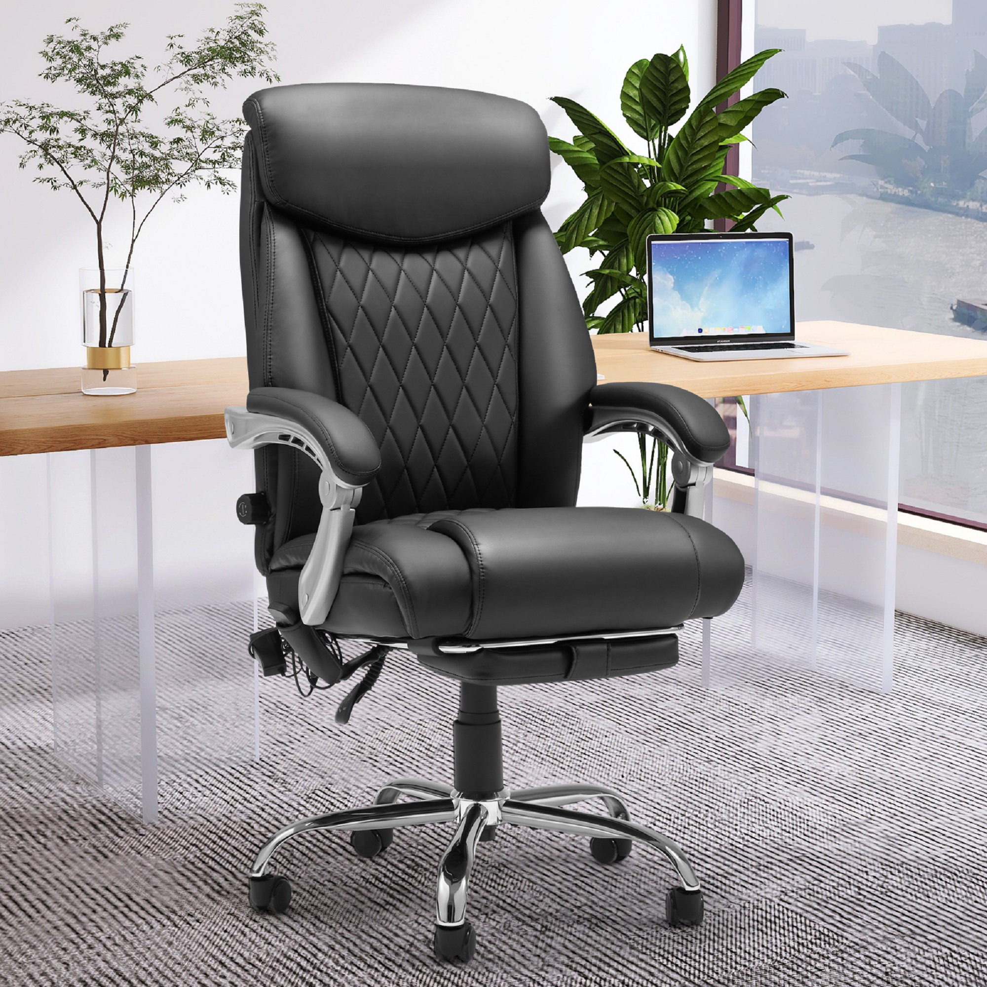 High Back Mesh Office Chair With Heating Headrest
