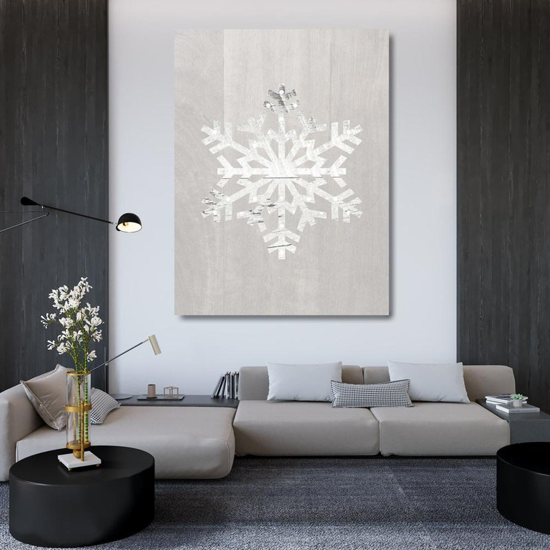 «Red Barrel Studio® Straatsma, Leah», reproduction d'art sur toile tendue avec flocon de neige en bois, H 47 po x l 36 po