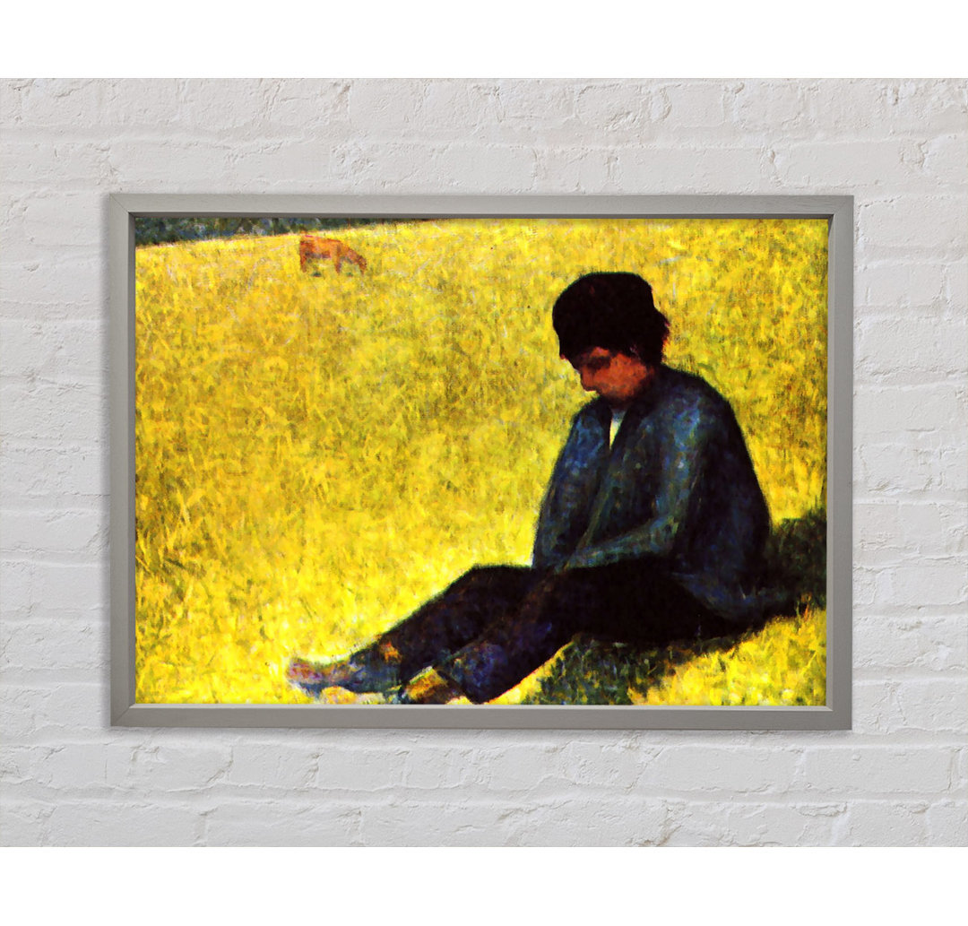 Seurat Boy Sitting On A Lawn - Einzelner Bilderrahmen Kunstdrucke auf Leinwand