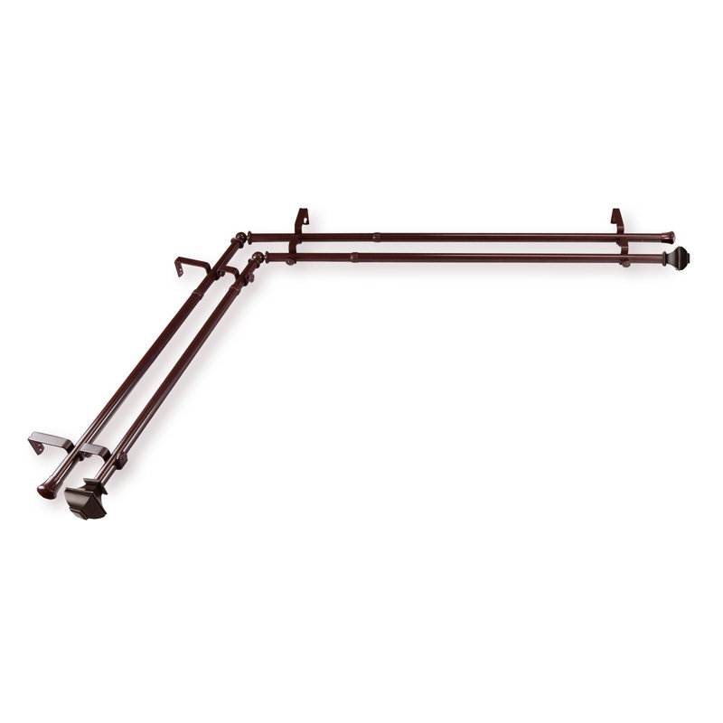 Tringle à rideaux double coin de fenêtre Anferney, L 120 po x l 70 po, Cacao