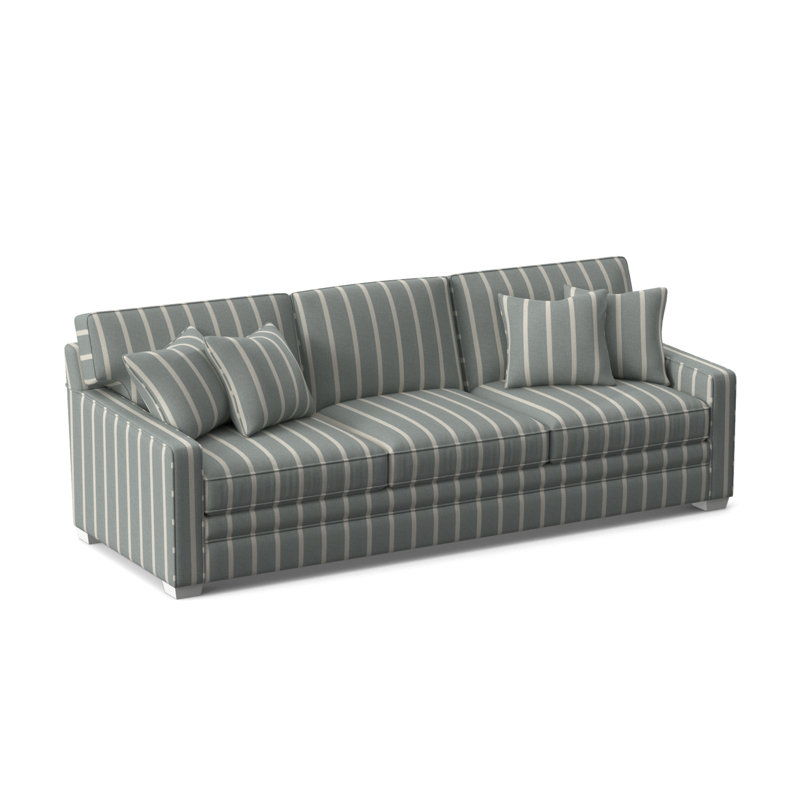 Gramercy Park Sofa, Light Blue and White Stripe; 0256-54, Frost White Finish