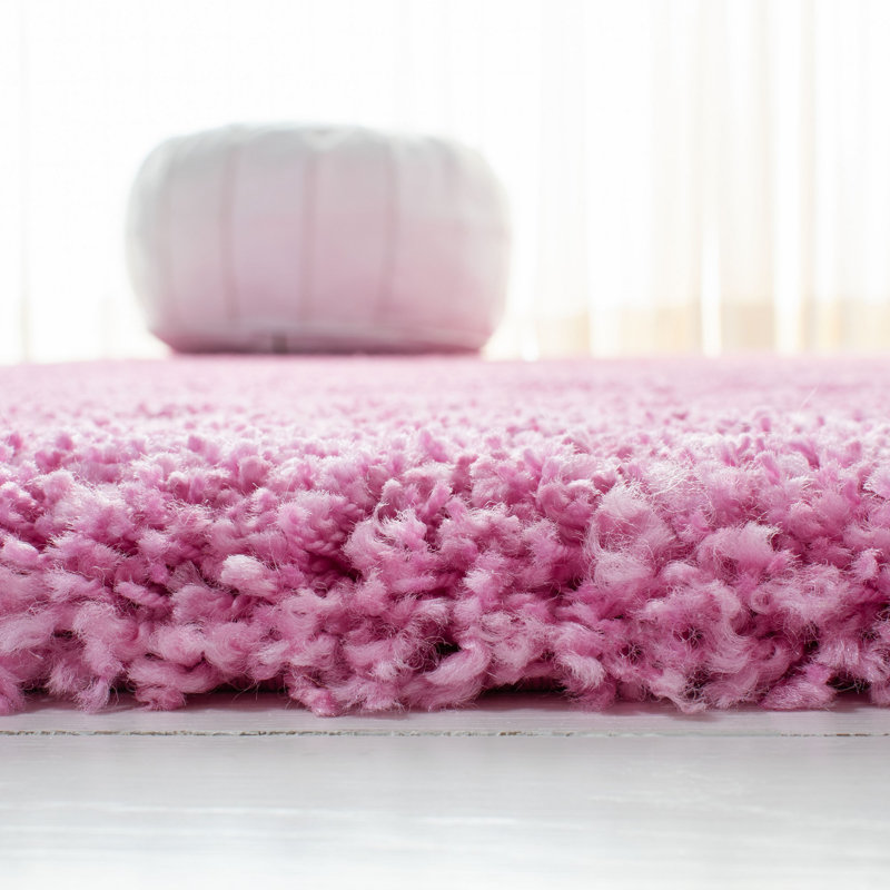 Tapis performance à poil long de couleur unie Vandoren, Pink, Rond 6 pi 7 po