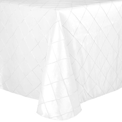 Ultimate Textile Embroidered Pintuck Taffeta Tablecloth White