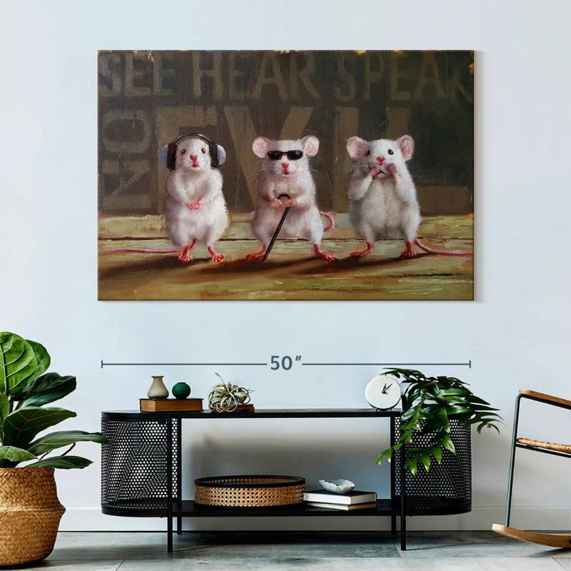 Three Wise Mice, 34" H x 51" W