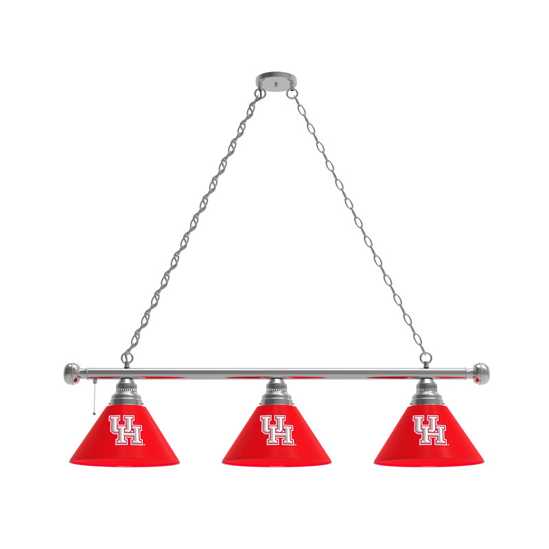 3 - Light Pool Table Lights Pendant, Chrome, Houston Cougars