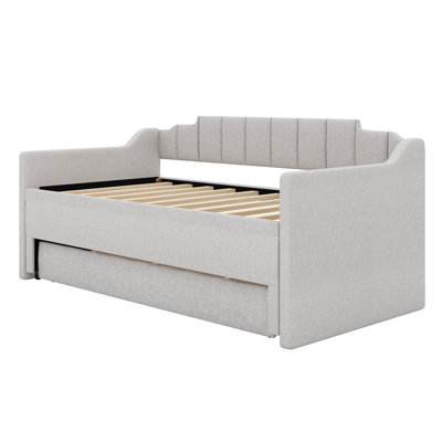 Hidi Twin Size Upholstered Daybed with Trundle and Three Drawers -  Red Barrel StudioÂ®, 2260D20CC9FE4C1AA71952D2FDE28D7A