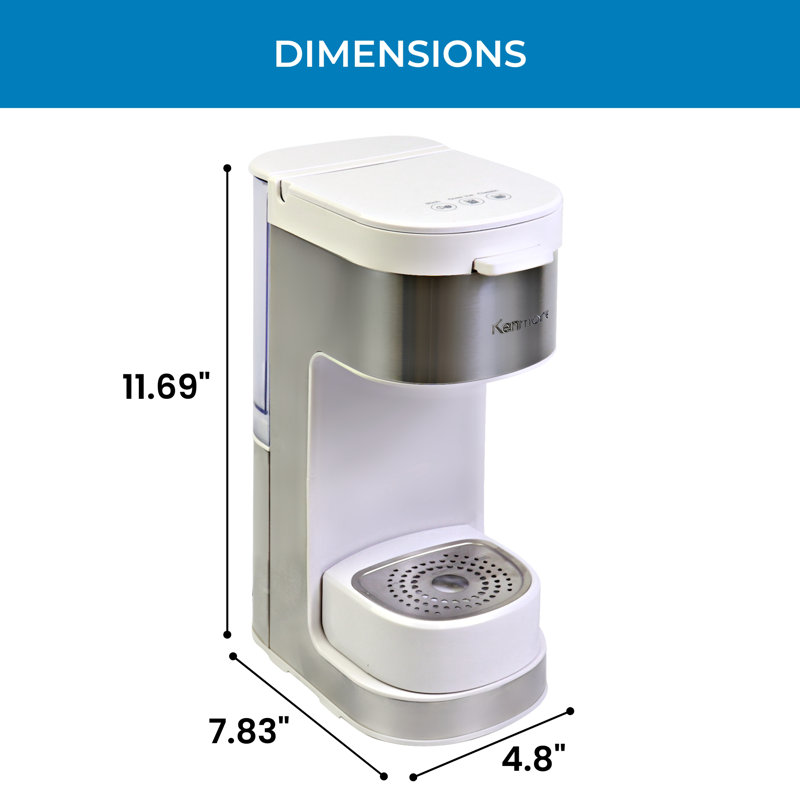 Kenmore Single Serve Coffee Maker With Stainless Steel Travel Mug, White