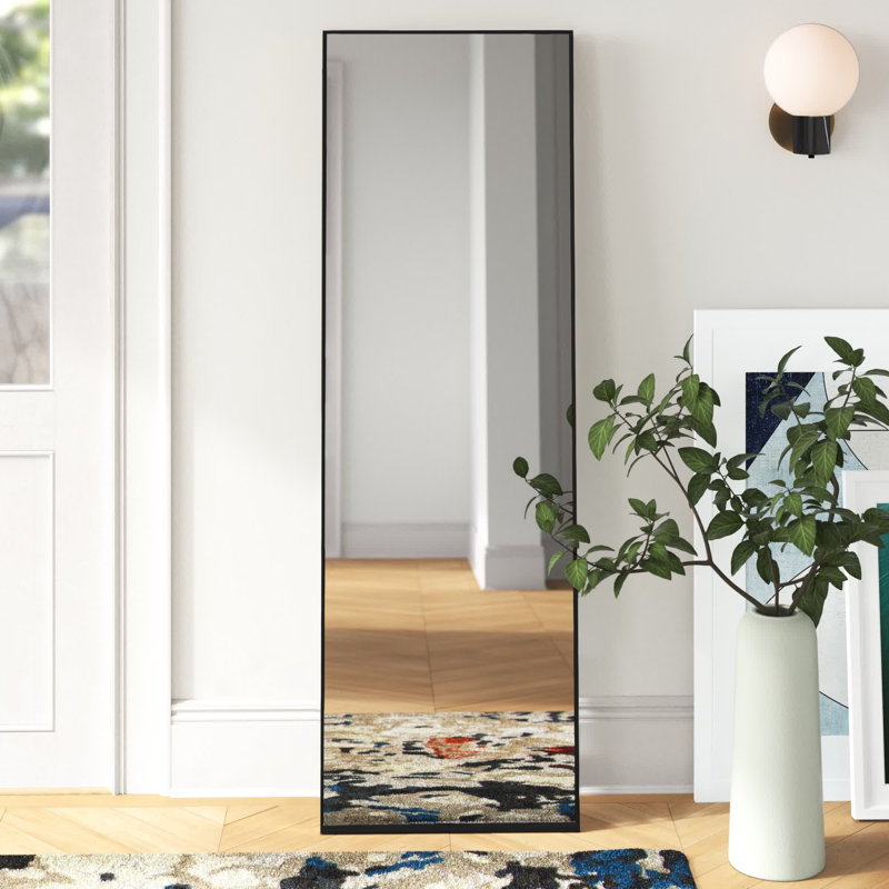 Betzalel Metal Flat Mirror, 63.54" x 20.63", Black