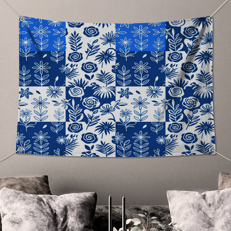 Tapisserie murale «Blue», H 50 po x l 60 po avec 4 œillets