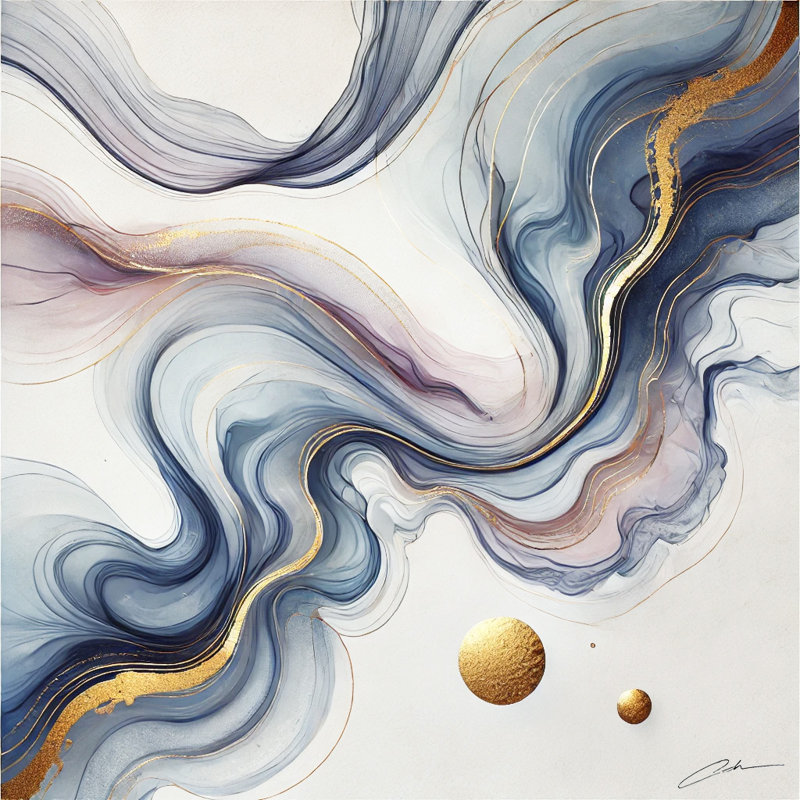 Golden Whispers - Art abstrait sur toile tendue, H 40 po x l 40 po x P 1,5 po