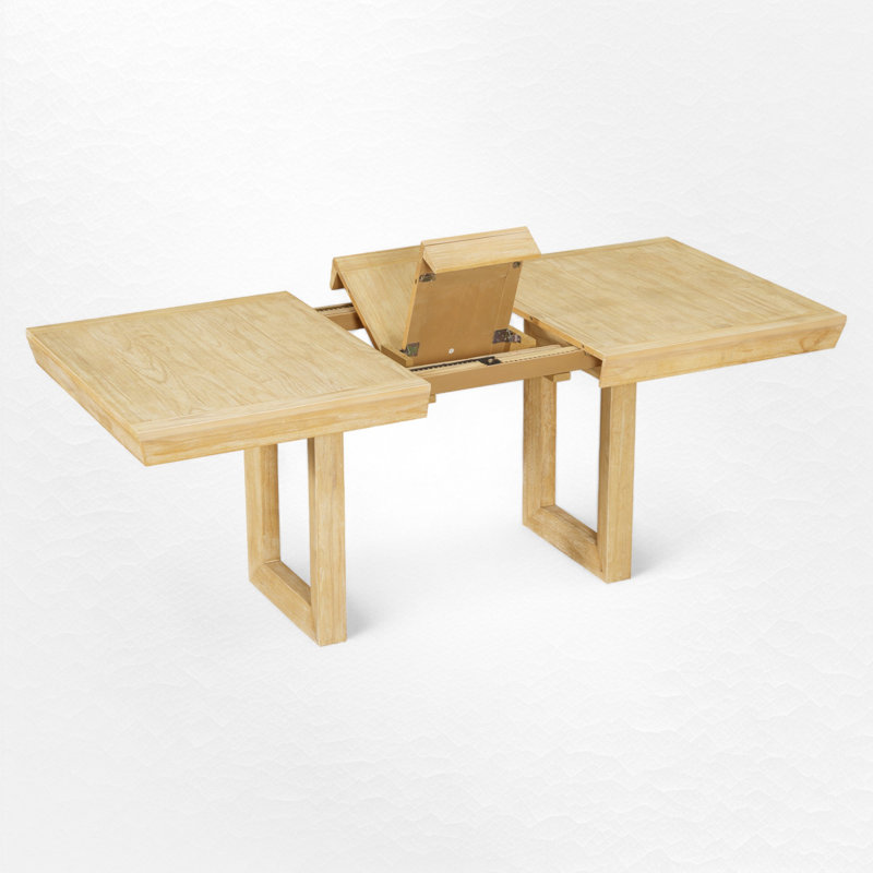 Ensemble de salle à manger extensible 7 pièces en bois massif 7 pièces, Naturel