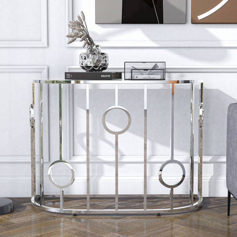 Woundley 42.13'' Glass Top Console Table