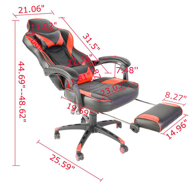 Fauteuil de jeu PC et de course, Rouge