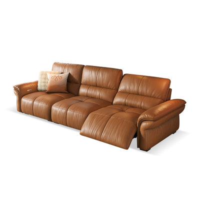 Orange Genuine Leather Modular Sofa cushion Fourseat