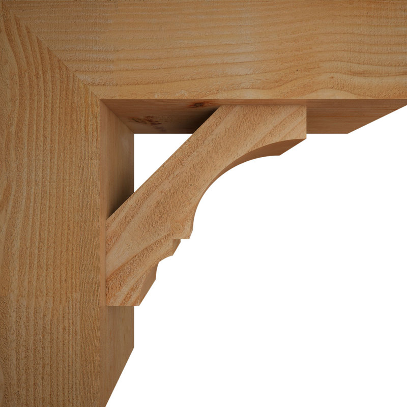 8"W x 24"D x 24"H Balboa Block Rough Sawn Bracket w/ Offset Brace, Douglas Fir, 24 x 24, 8"W Douglas Fir (Rough Sawn)