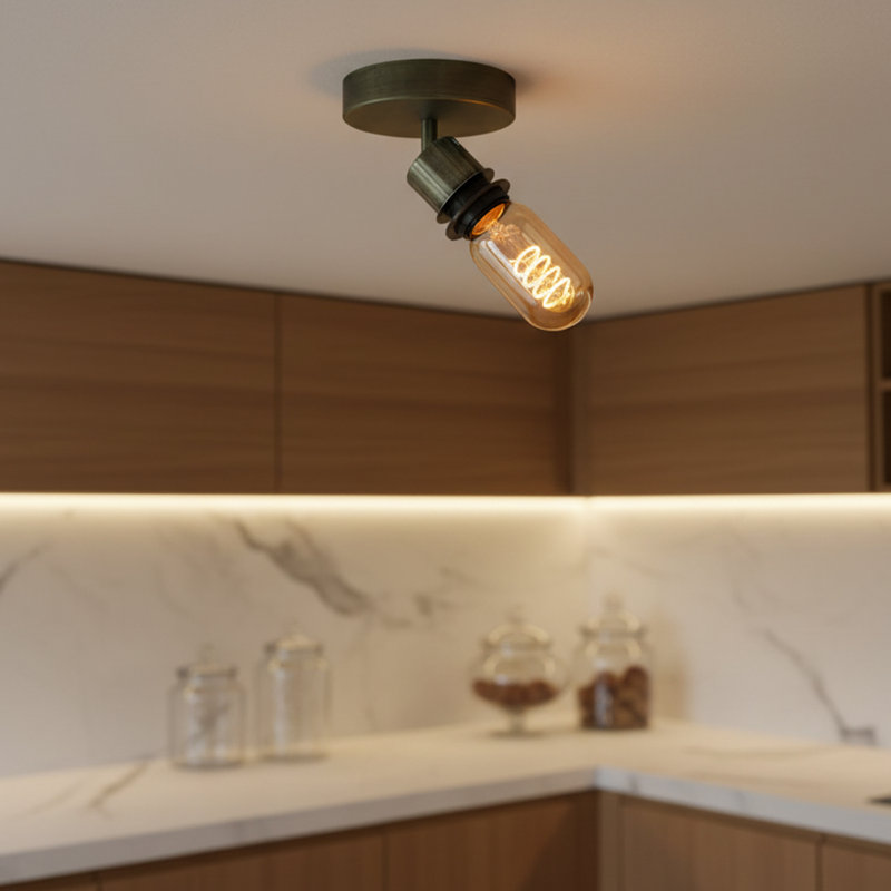 Semi Flush Mount, Green Brass, Yes
