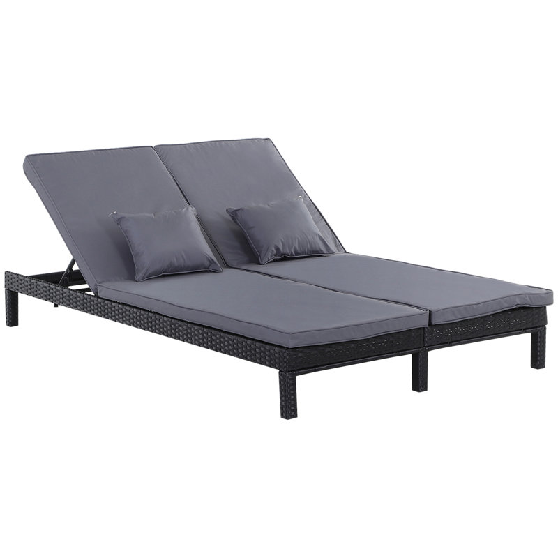Gennett Reclining Double Chaise with Cushions, Black