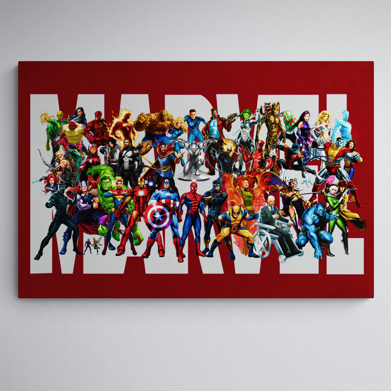 New Superheroes Logo Characters Illustration - Wrapped Canvas Rectangle Graphic Art on Canvas, 41cm H x 61cm W x 4cm D