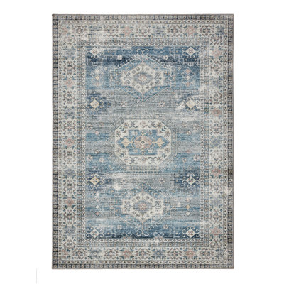 Vintage Look Chenille Machine Printed Area Rug