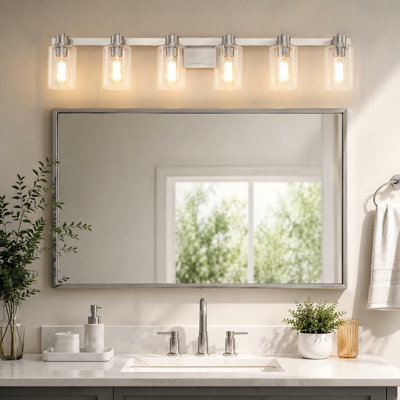 Éclairage pour meuble-lavabo de salle de bain 50 lumières en nickel 50 po avec abat-jour en verre