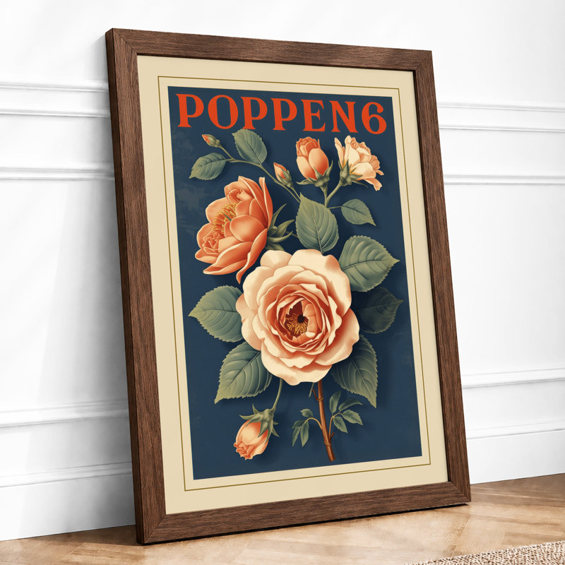 Poppeng Rose Vintage - Print, A2 - 59.4 x 42.0 cm, Walnut