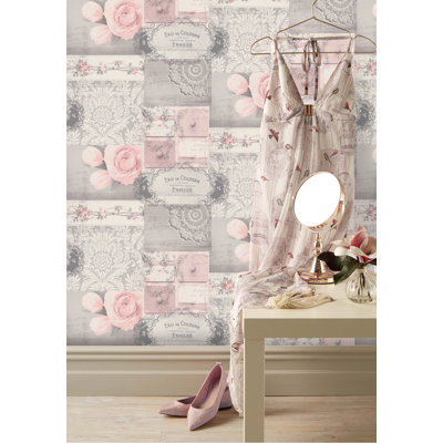 Ophelia Decoupage Blush Wallpaper
