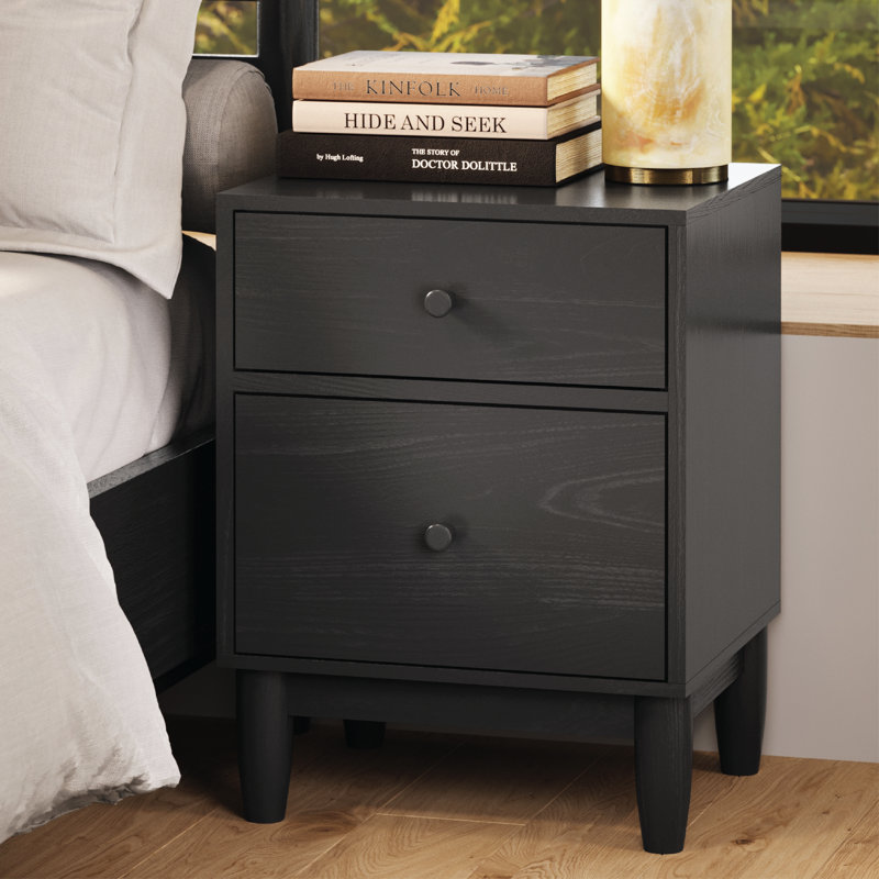 Liubomiras Closed Storage Nightstand, Noir