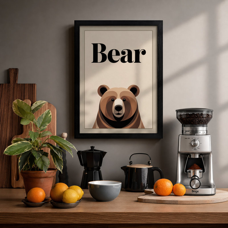Bear Minimalist - Print, Black, A3 - 42.0 x 29.7 cm