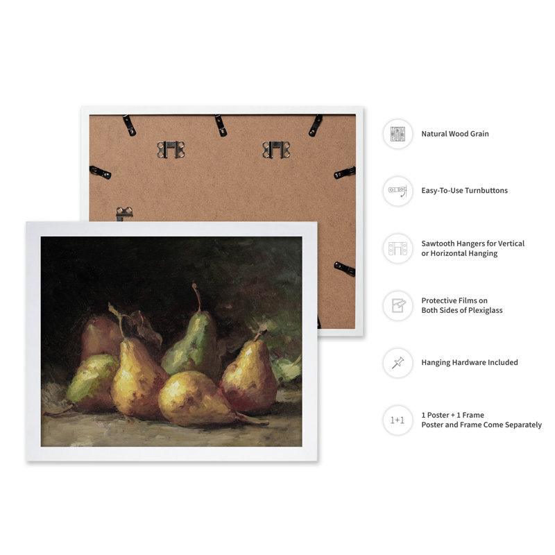 Nature morte aux poires, 12"H x 16"W, Poster, White Framed