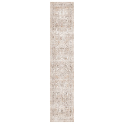 Beige Machine Washable Oriental Hallway Runner Rug