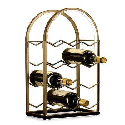 Wine Rack, Modern Metal Tabletop Wine Holder For Cabinet And Pantry, (Gold) by Prep & Savour