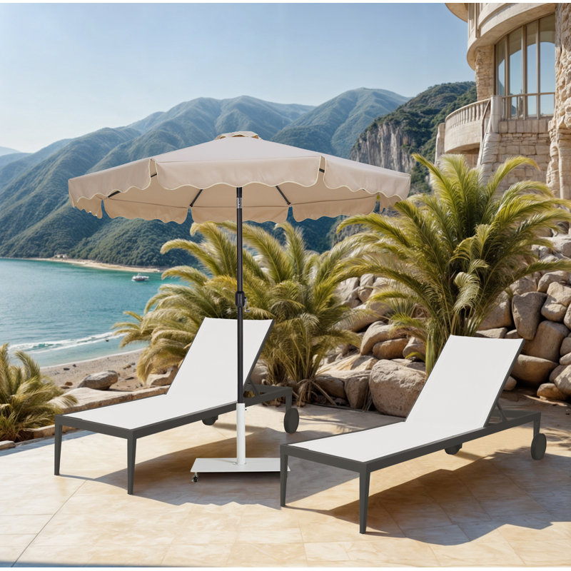 Ensemble de parasol en aluminium avec passepoil Amalfi, Noir, noir, noir, noir, Beige