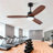 52" Wood Ceiling Fan With Lights Remote Control,Quiet DC Motor 3 Blade Ceiling Fans For Patio Living Room, Bedroom, Office,Indoor Outdoor(Black+Dark Walnut)