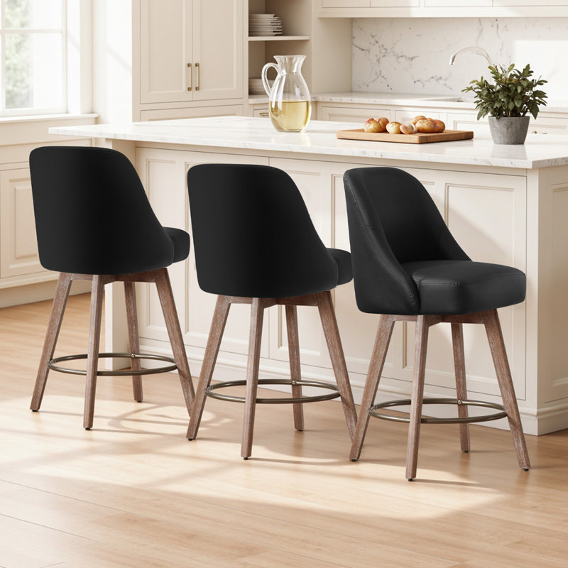 Tabouret de comptoir pivotant 26 po Kishmat, Noir
