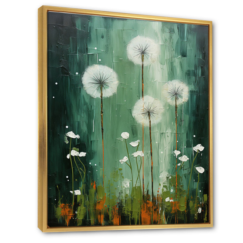 Pissenlit, art mural sur toile, impression de botanique vert - Collage pissenlit vert III, H 32 po x l 24 po x P 1 po