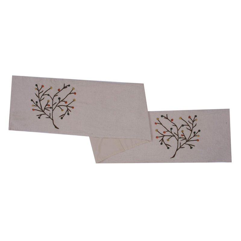 Collection de textiles de Noël Tierra Harvest Branch, 90 po x 14 po, Gris