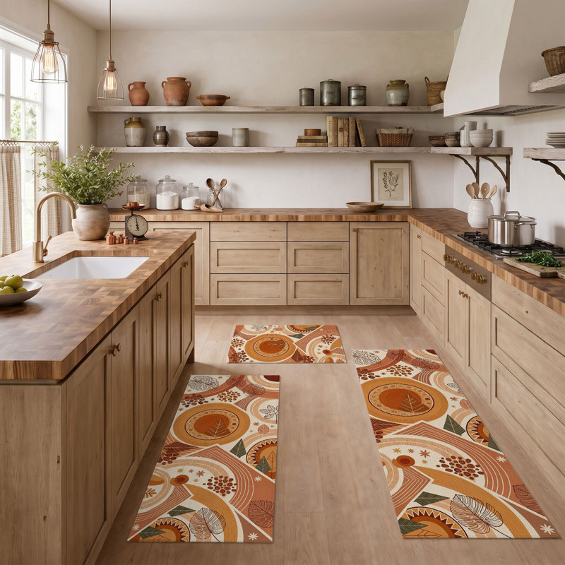 Tapis de cuisine lavables antidérapants rétro