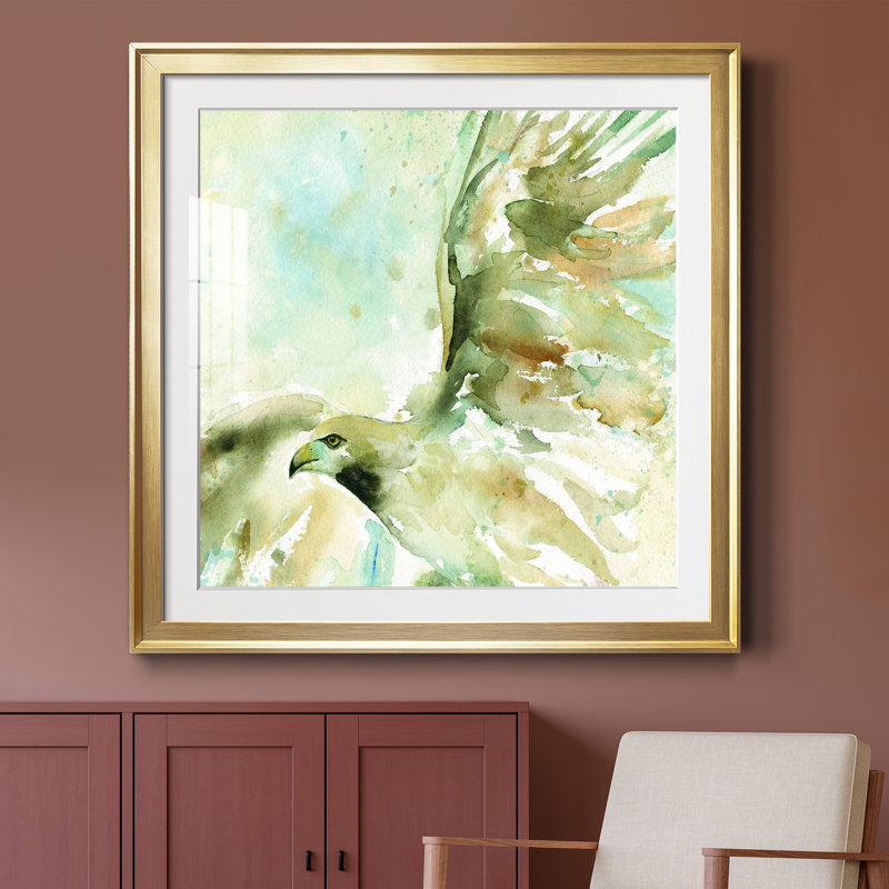 Prise de vol - Peinture encadrée, H 34,5 po x l 34,5 po x P 1,5 po, Papier encadré doré