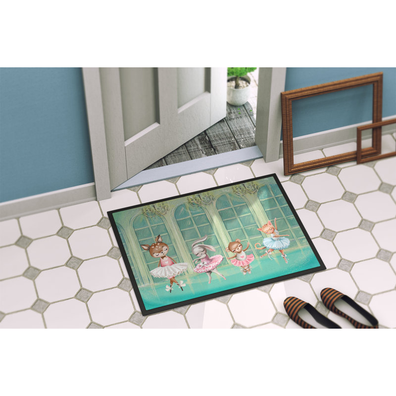 Tapis de porte antidérapant, l 24 po x L 36 po, Animaux ballerines qui dansent