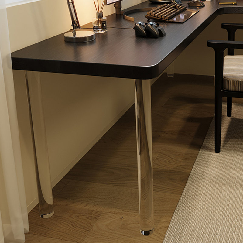 Bureau noir en bois massif en forme de L, H 29,53 po x l 86,61 po x P 21,65 po, Retour à droite