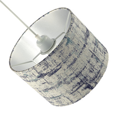 Unique Navy Blue And Camouflage Jacquard Fabric Drum Lamp Shade By Happy Homewares